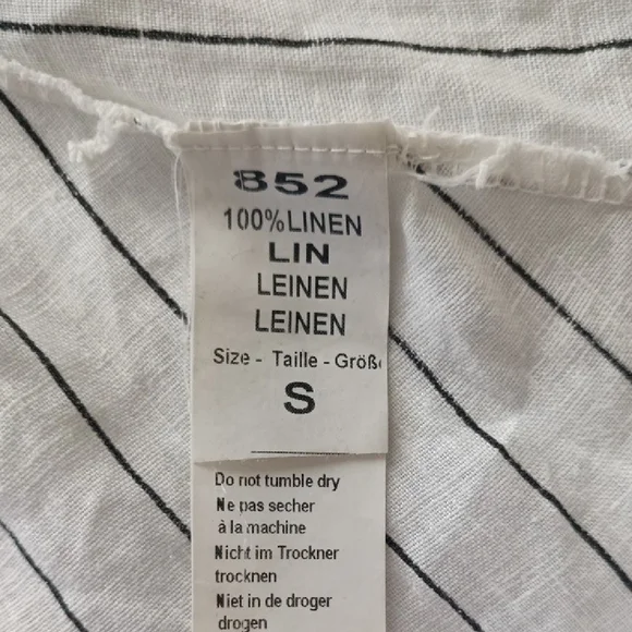 Italian Linen Asymmetric Striped White Sleeveless Maxi Shirt Dress Size S-M - Picture 15 of 16